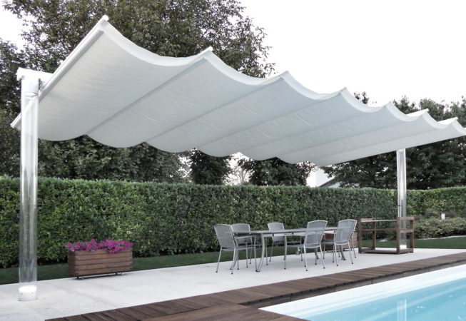 ombrellone pergola piscina giardino policarbonato led