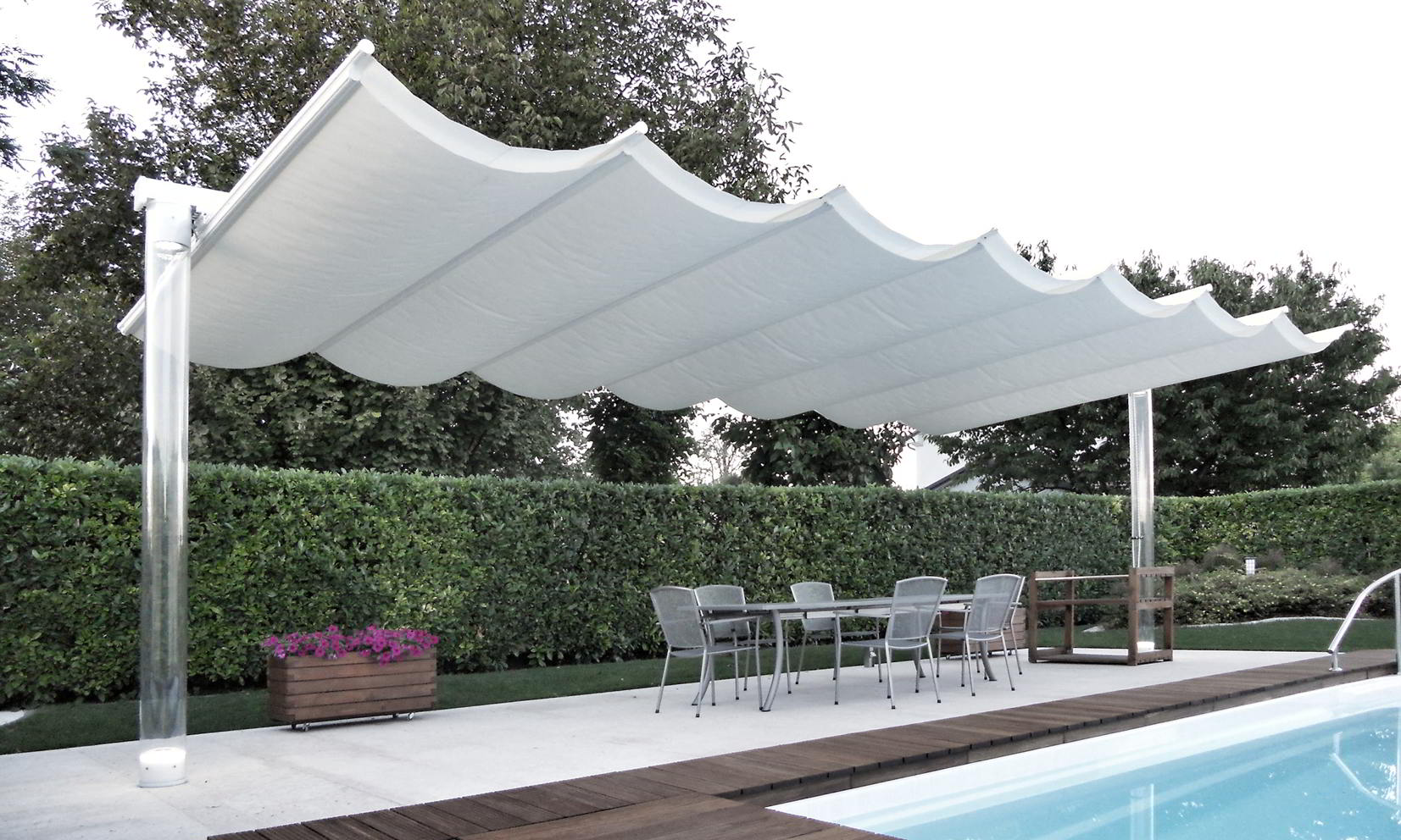 ombrellone pergola piscina giardino policarbonato led