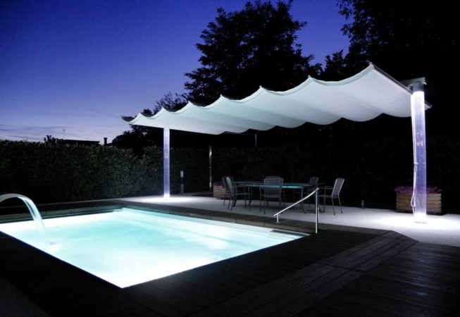 ombrellone pergola piscina giardino policarbonato led