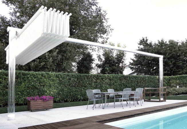 ombrellone pergola piscina giardino scorrevole pacchetto policarbonato